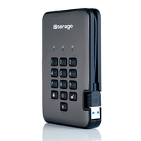 iStorage DiskAshur Pro2 1TB HDD USB 3.2 PIN Protected Encrypted Portable Storage IS-DAP2-256-1000-C-G