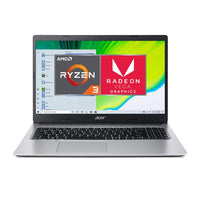 Refurbished & Upgraded Acer Aspire 3 AMD Ryzen 3 8GB RAM 256GB NVME SSD Radeon Graphics 15.6" Full HD Silver Laptop Windows 10
