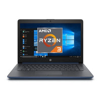 Refurbished & Upgraded HP Ryzen 3 8GB RAM 128GB SSD Radeon Vega Graphics 14-CM0598SA FULL HD Blue Windows 10 Laptop