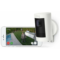 Refurbished Ring Stick Up Wireless Cam with Battery Outdoor or Indoor with Adjustable Wall/Ceiling Mount White