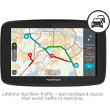 Refurbished TomTom Go 5200 World Maps Sat Nav, Handsfree Calling, Lifetime Updates via WiFi, Lifetime Traffic via Built-In SIM Card